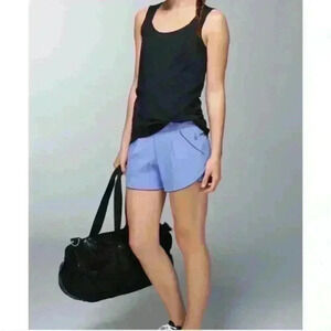Lululemon Free Reign Short, size 8, color Lullaby Blue Black, Inseam 3.5”